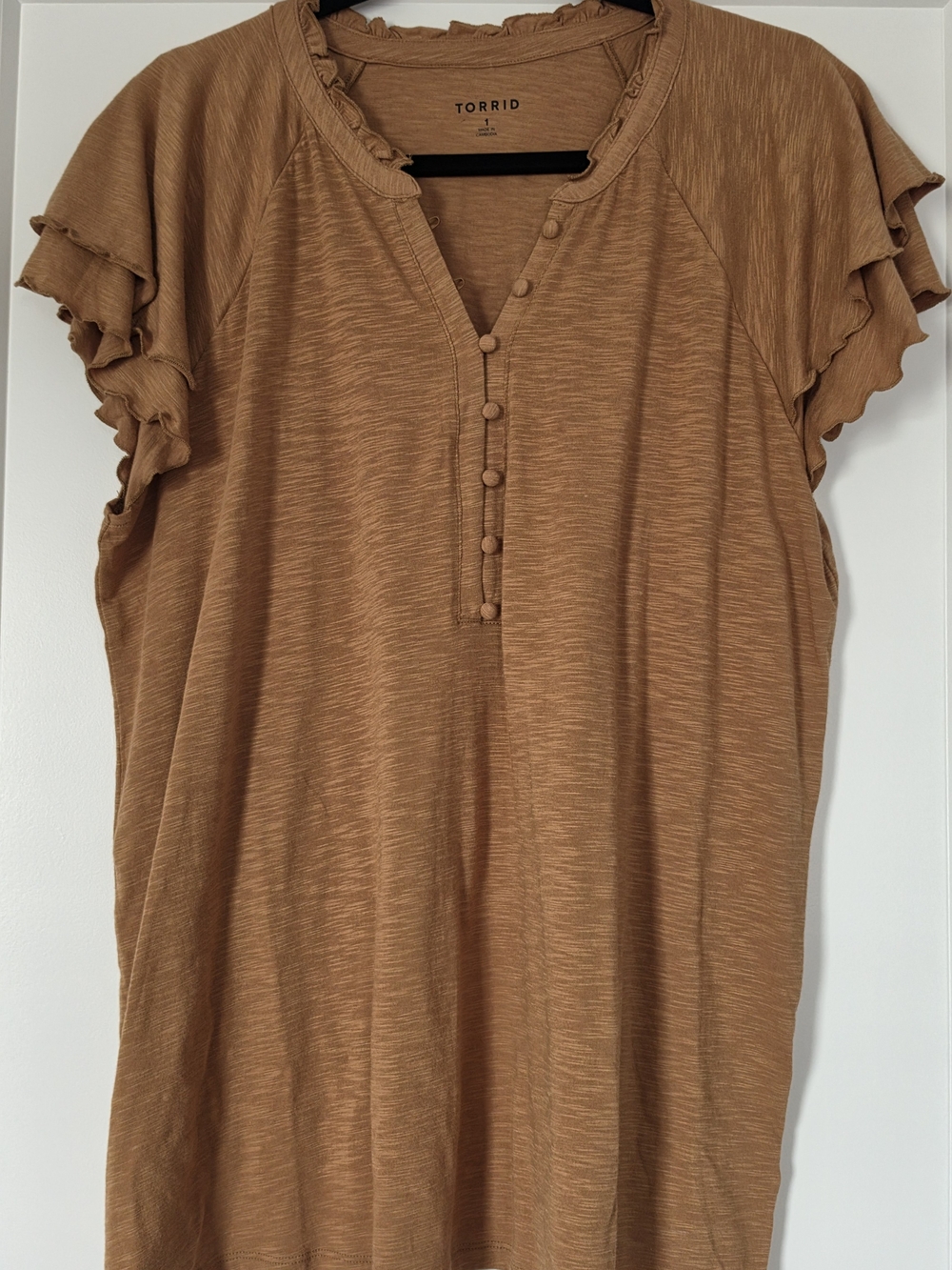 Torrid Girlfriend Signature Vneck Flutter Sleeve Tee